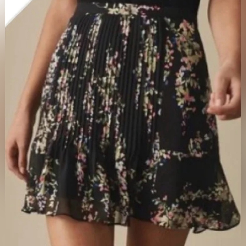 REISS FLORAL PLEATED RUFFLE MINI SKIRT SIZE 6